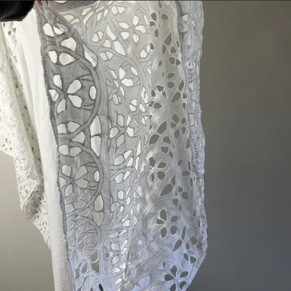 VIX Paula Hermanny White Eyelet Embroidered Cotton Swim Cover-Up M - Picture 5 of 9